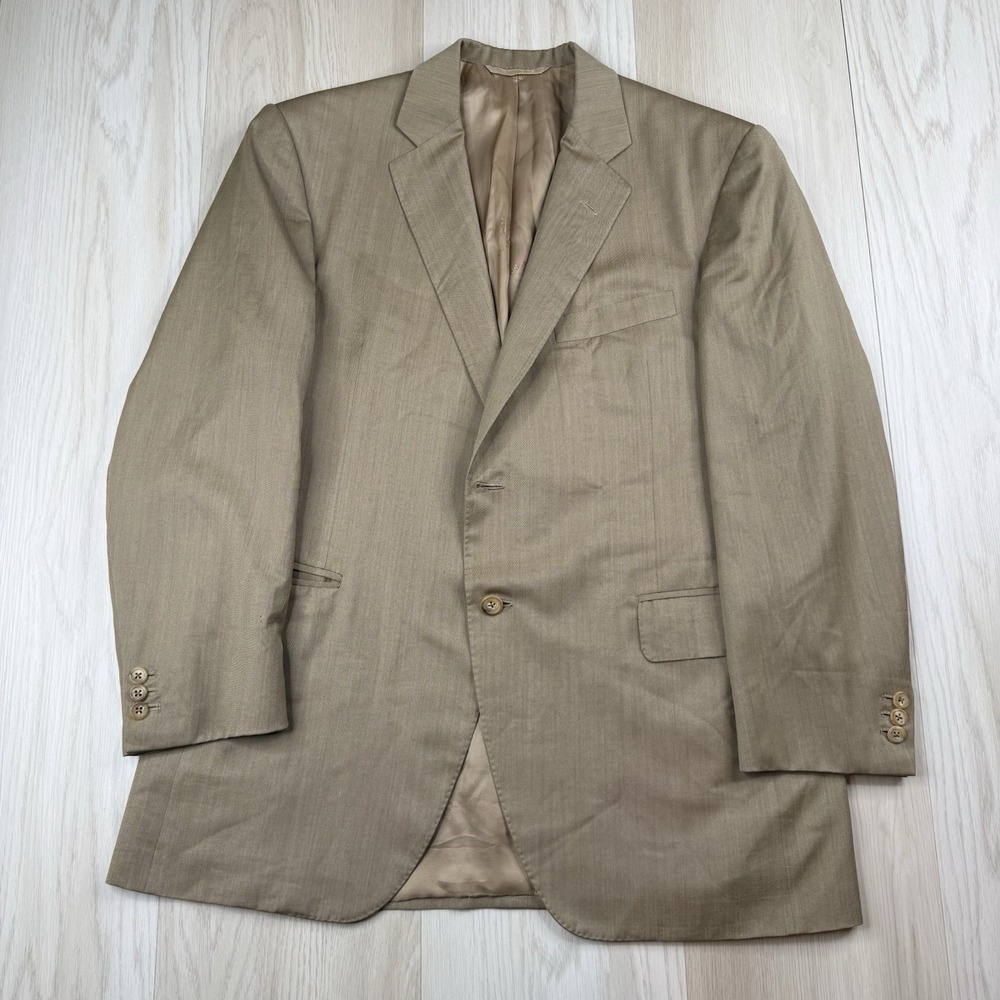 Oxxford Clothes Blazer Sport Coat Jacket Brown Wool Louis Boston Size 44R